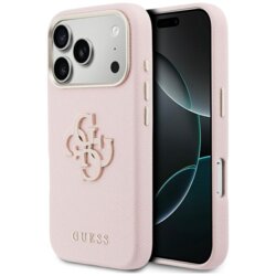Husa originala Guess iPhone 17 Pro Max Hardcase Resin Logo, roz, GUHCP17X5PS4RGGP