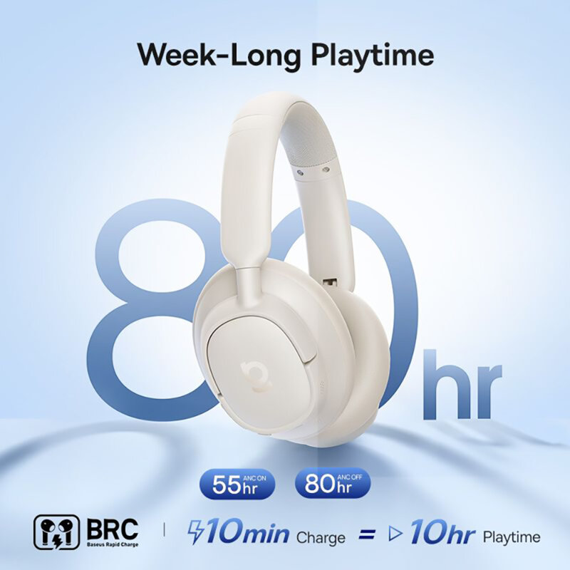 Casti Noise Cancelling, Hi-Res Baseus Bass BH1 NC, alb, A0203702