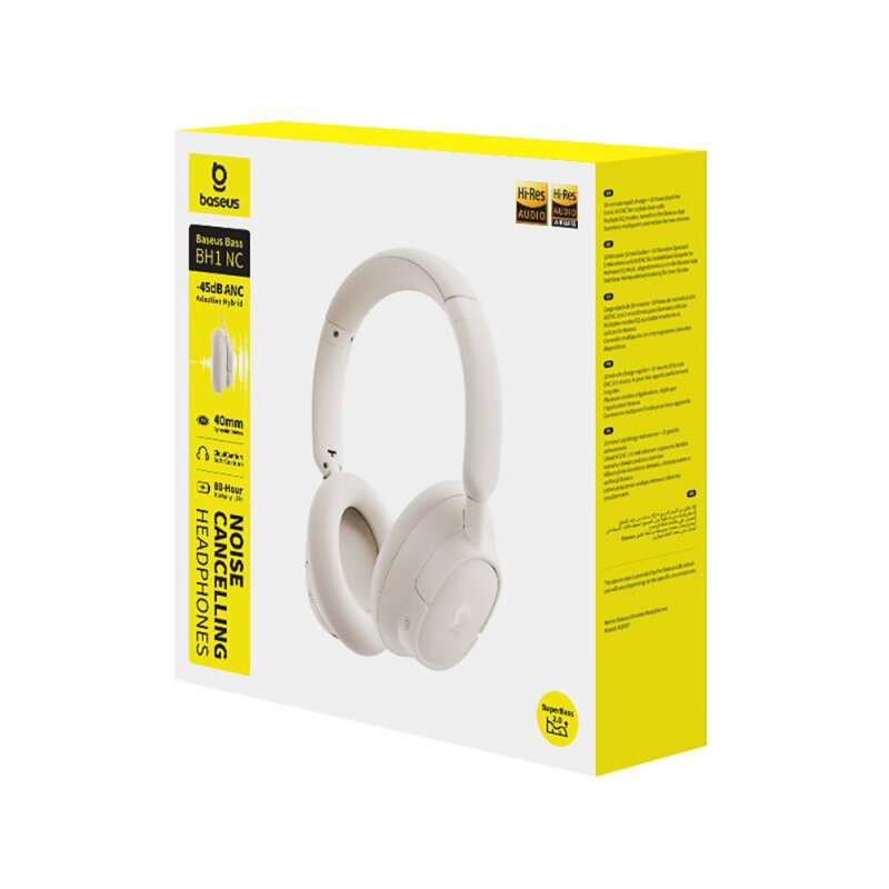 Casti Noise Cancelling, Hi-Res Baseus Bass BH1 NC, alb, A0203702