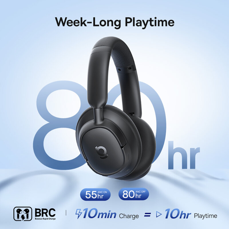 Casti Noise Cancelling, Hi-Res Baseus Bass BH1 NC, negru, A0203703