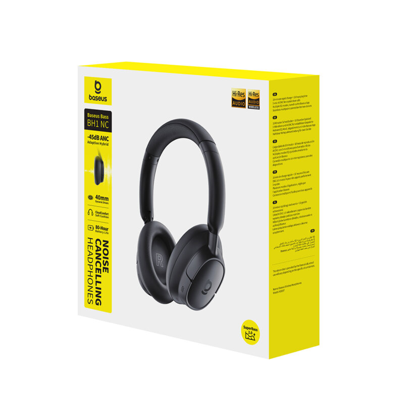 Casti Noise Cancelling, Hi-Res Baseus Bass BH1 NC, negru, A0203703