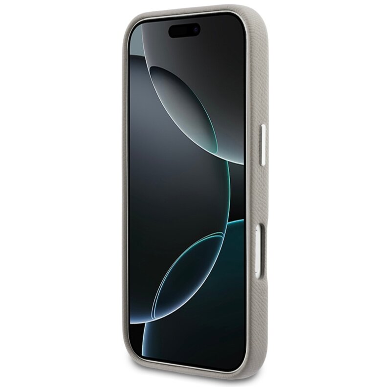 Husa iPhone 17 Pro Max Karl Lagerfeld Hardcase Leather MagSafe, K Head Logo, gri