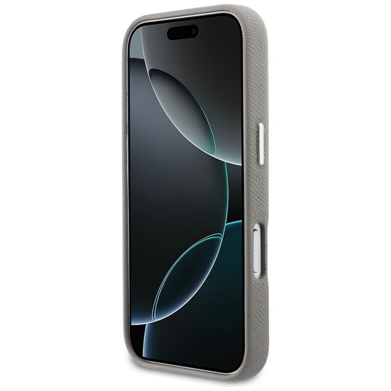 Husa iPhone 17 Pro Karl Lagerfeld Saffiano MagSafe, K&C Heads Pin, gri