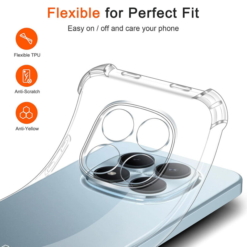 Husa Xiaomi Redmi Note 15 Pro 4G Techsuit Shockproof Clear Silicone, transparenta