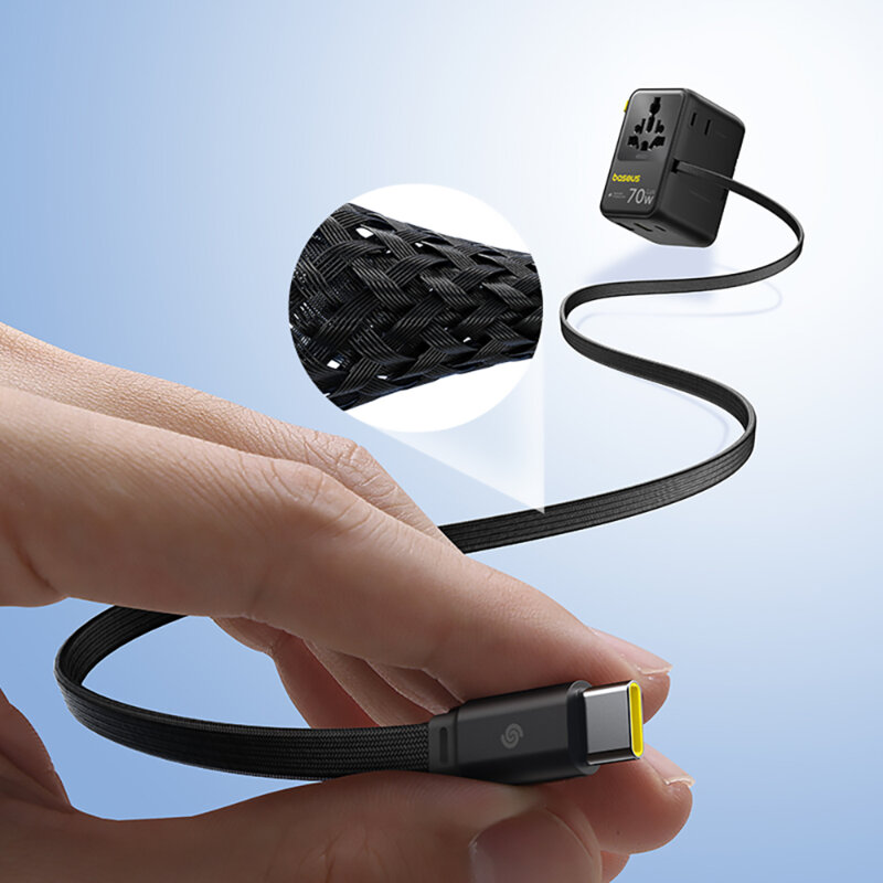 Adaptor de retea 70W cu cablu Type-C Baseus, negru, E0307E00