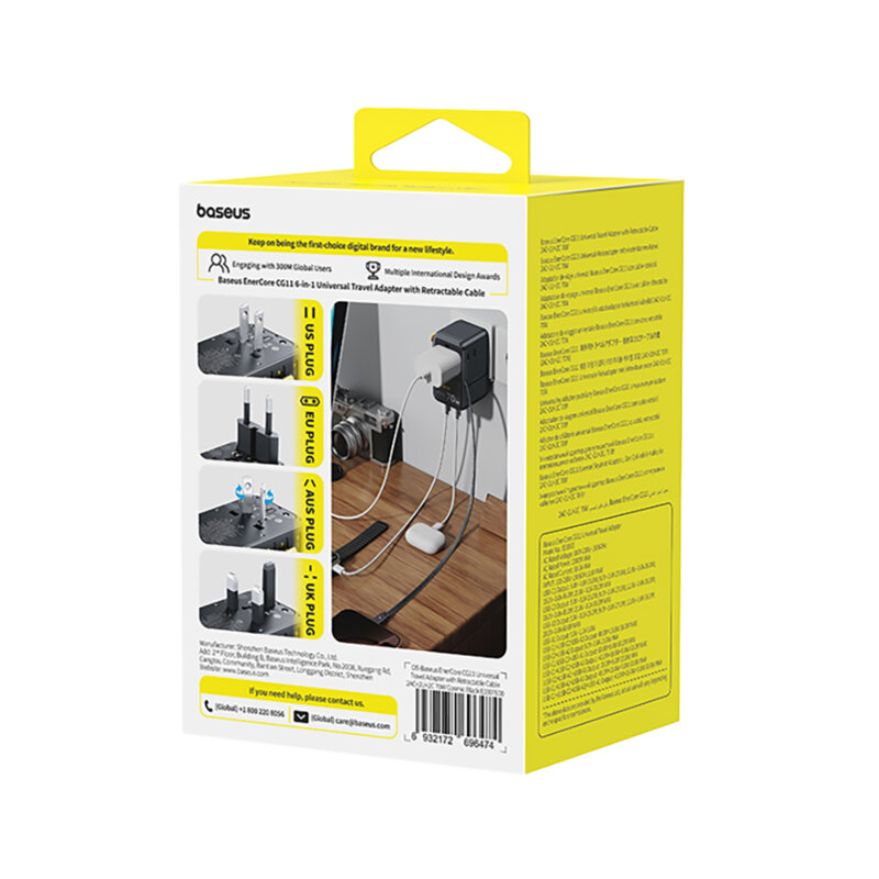 Adaptor de retea 70W cu cablu Type-C Baseus, negru, E0307E00