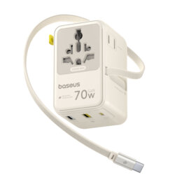 Adaptor retea universal GaN cu cablu Baseus, alb, E0307E01