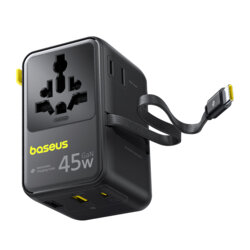 Adaptor de retea 45W cu cablu Type-C Baseus, negru, E0307F00
