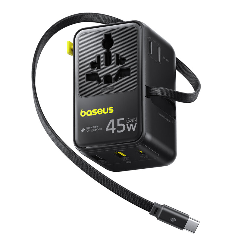 Adaptor de retea 45W cu cablu Type-C Baseus, negru, E0307F00