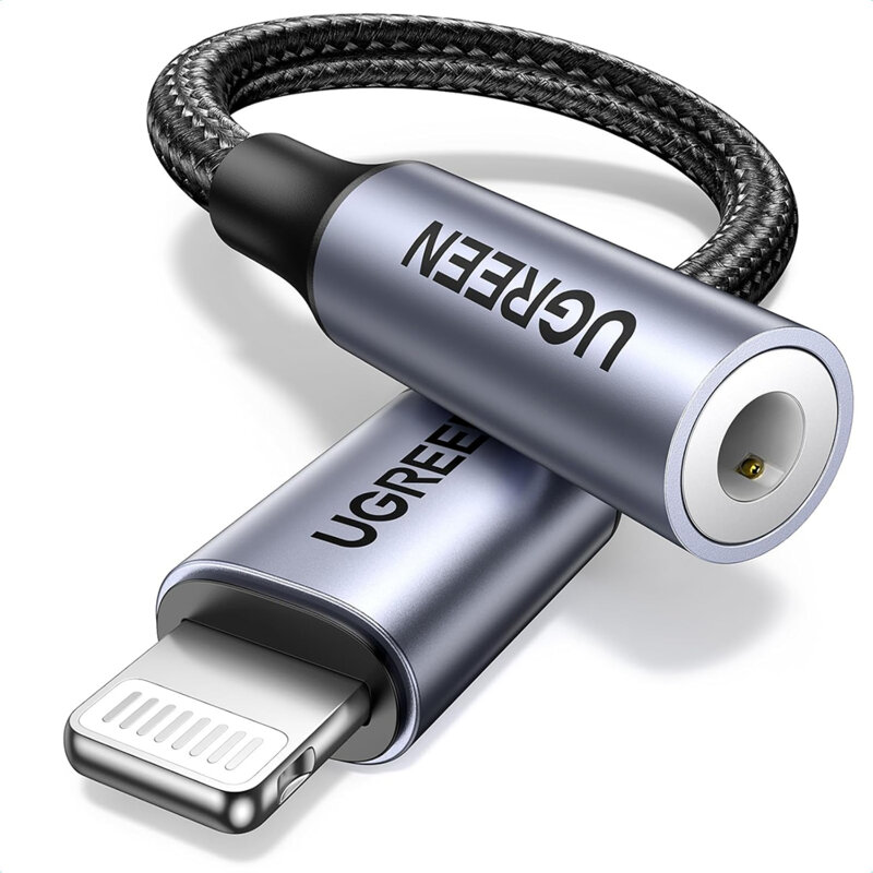 Adaptor audio Jack la Lightning Ugreen, 12cm, negru, 30756