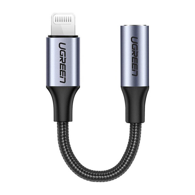 Adaptor audio Jack la Lightning Ugreen, 12cm, negru, 30756