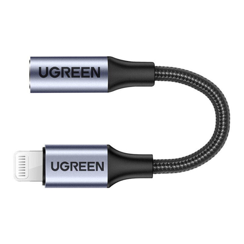Adaptor audio Jack la Lightning Ugreen, 12cm, negru, 30756
