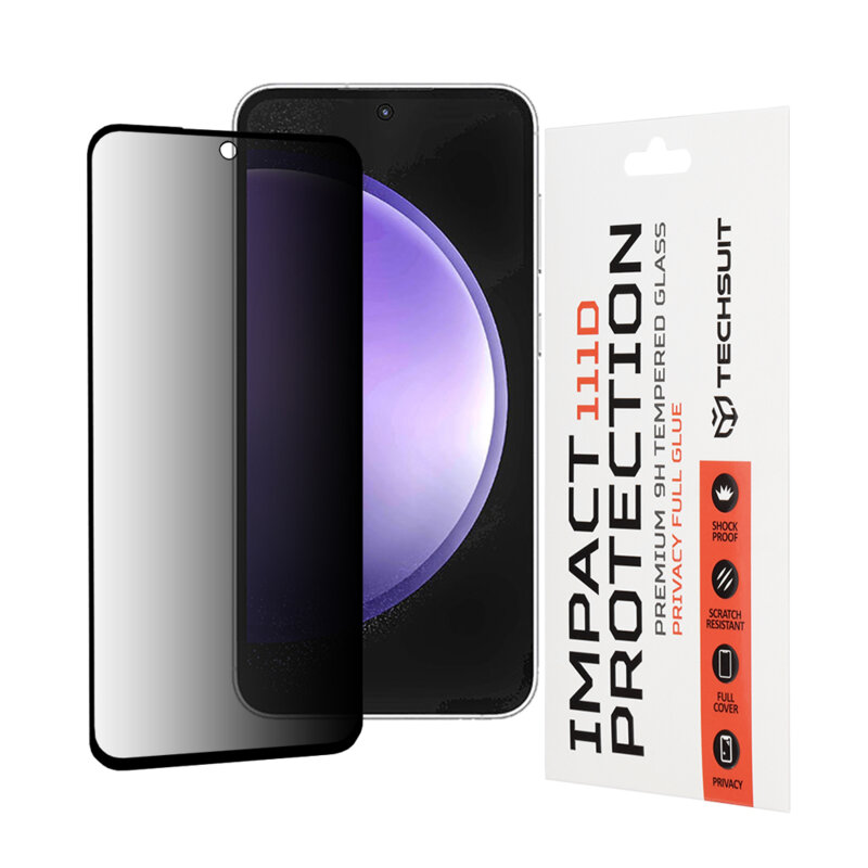 Folie sticla Samsung Galaxy S23 FE Techsuit 111D Privacy Full Glue, negru