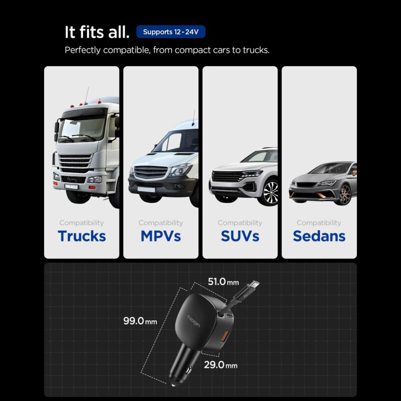 Incarcator auto USB, Type-C Fast Charge, 60W Spigen, EV603BT