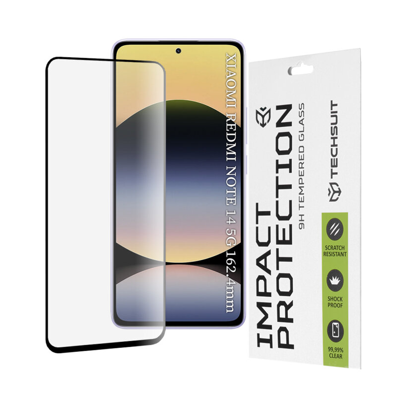 Folie sticla Xiaomi Redmi Note 14 5G Techsuit 111D Full Glue Full Cover, negru