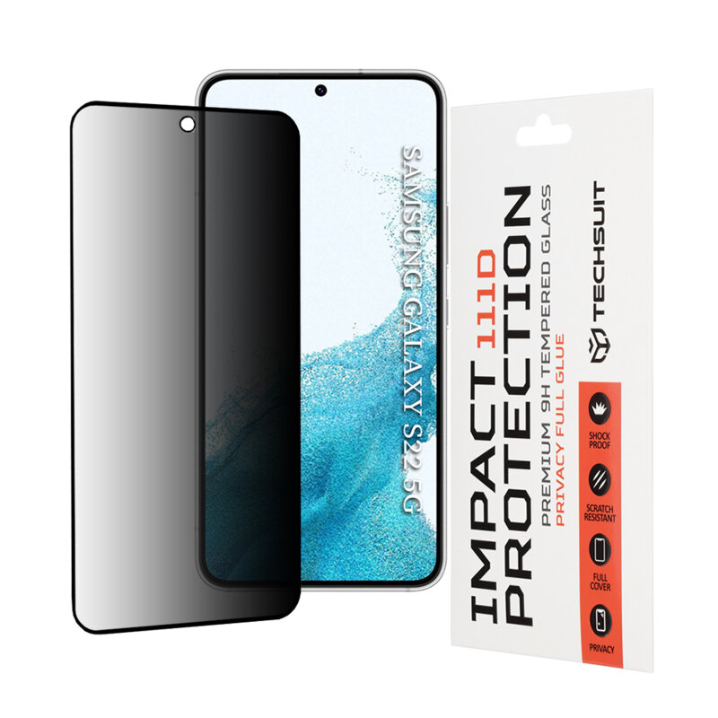 Folie sticla Samsung Galaxy S22 5G Techsuit 111D Privacy Full Glue, negru