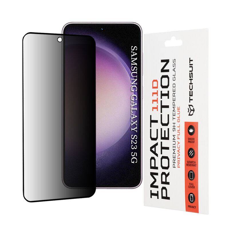 Folie sticla Samsung Galaxy S23 Techsuit 111D Privacy Full Glue, negru