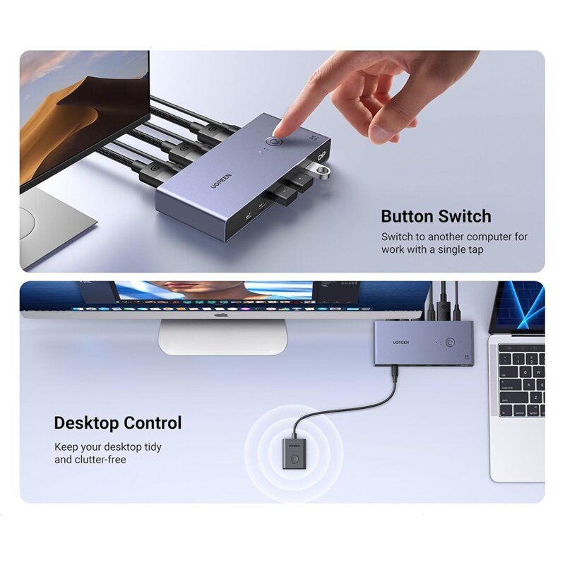 Switch DP 2in1 out Ugreen, negru, 8K@60Hz, 25962