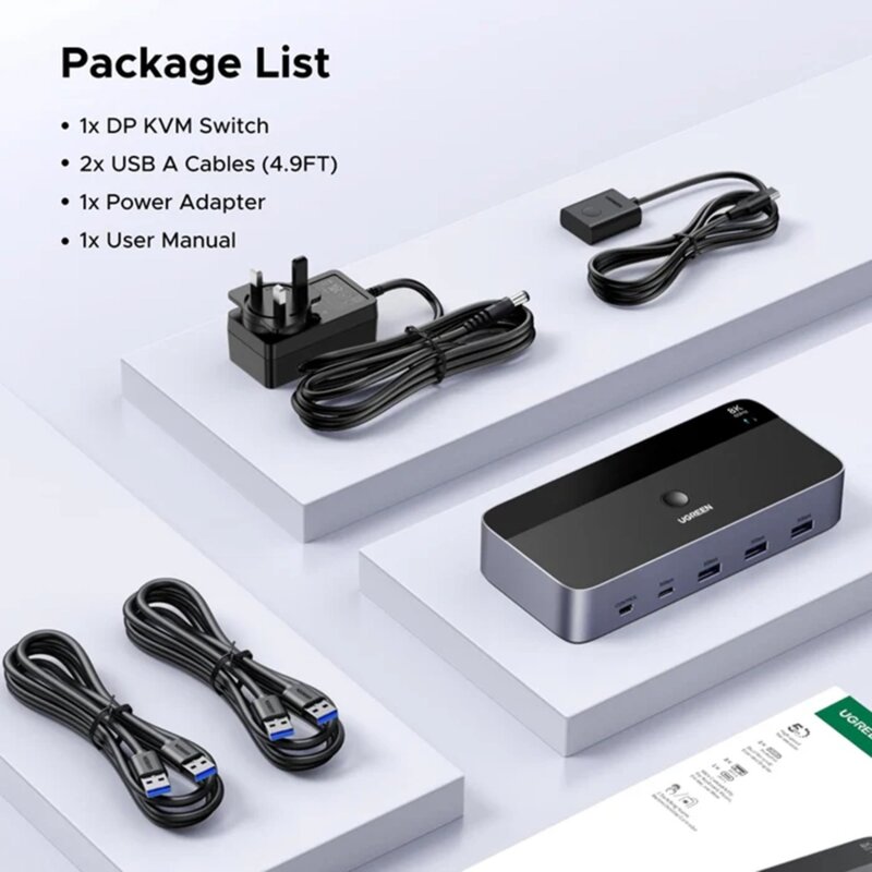 Switch DP 2in1 out Ugreen, negru, 8K@60Hz, 25962