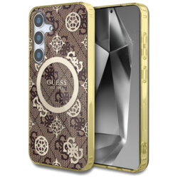 Husa Samsung Galaxy S25 originala Guess IML Peony On 4G Background MagSafe, maro, GUHMS25SH4PYEEW