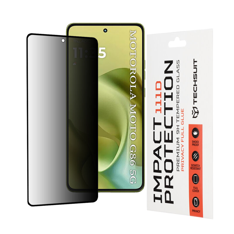Folie sticla Motorola Moto G86 Techsuit 111D Privacy Full Glue, negru