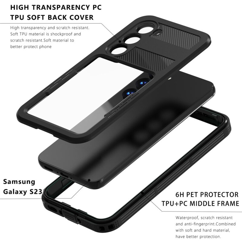 Husa impermeabila Samsung Galaxy S26 Plus ShellBox Waterproof IP68, negru