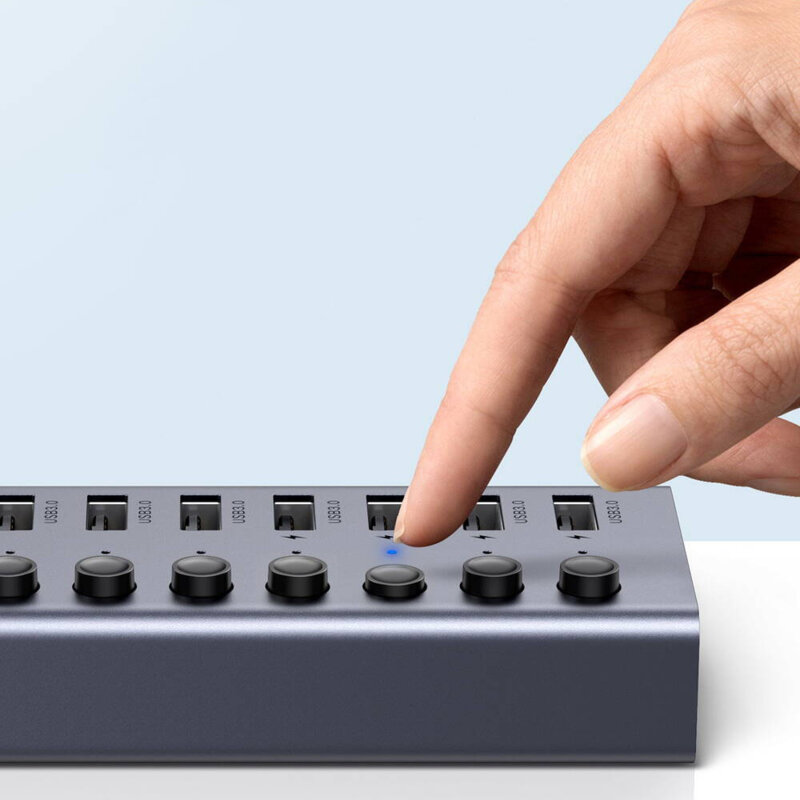 Hub USB cu adaptor de alimentare Ugreen, 5Gbps, gri, 90307