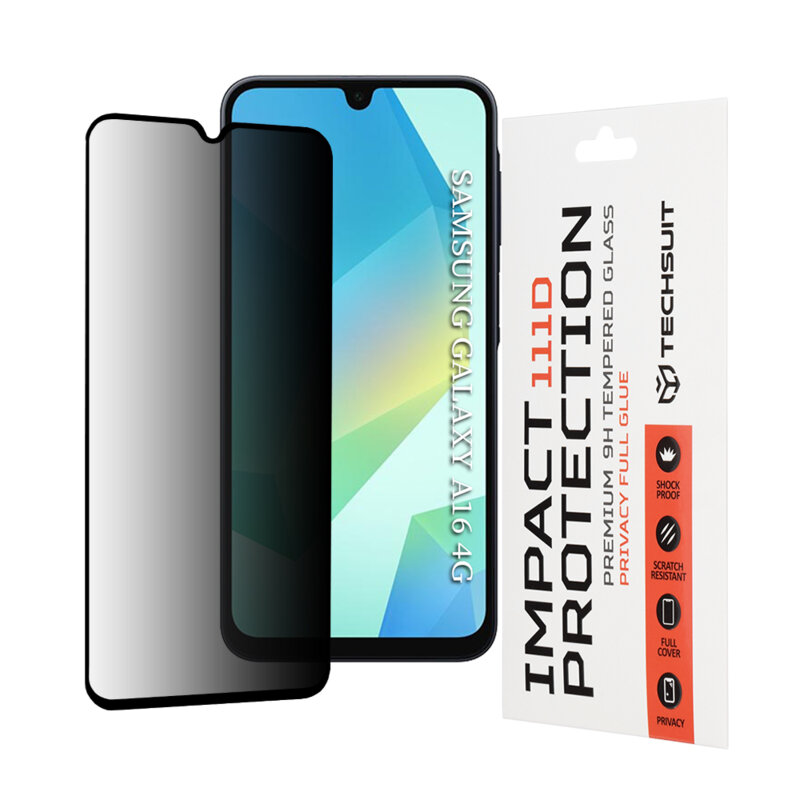 Folie sticla Samsung Galaxy A16 Techsuit 111D Privacy Full Glue, negru