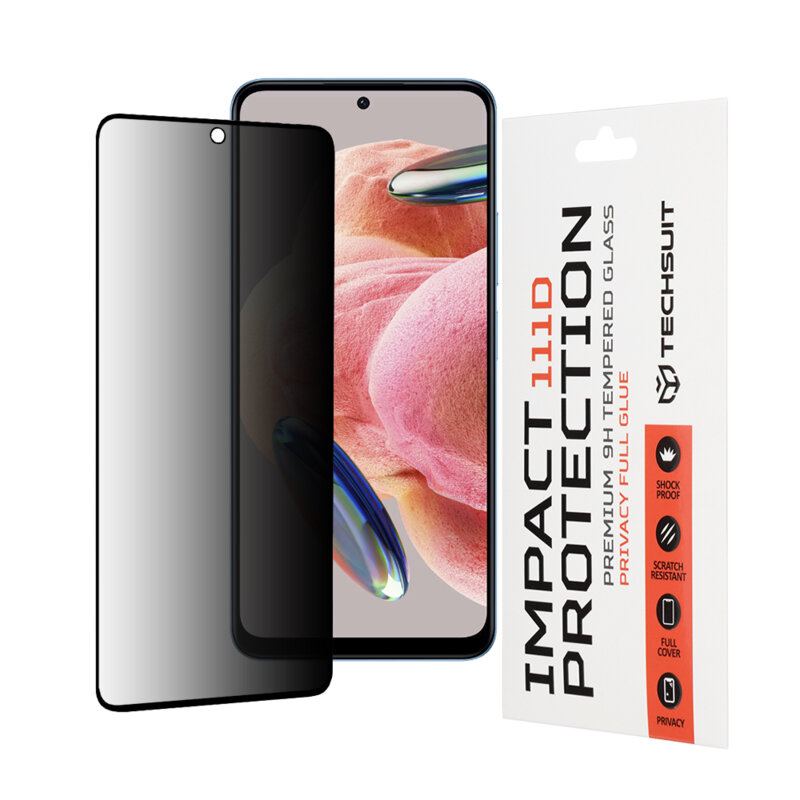 Folie sticla Xiaomi Redmi Note 12 4G Techsuit 111D Privacy Full Glue, negru