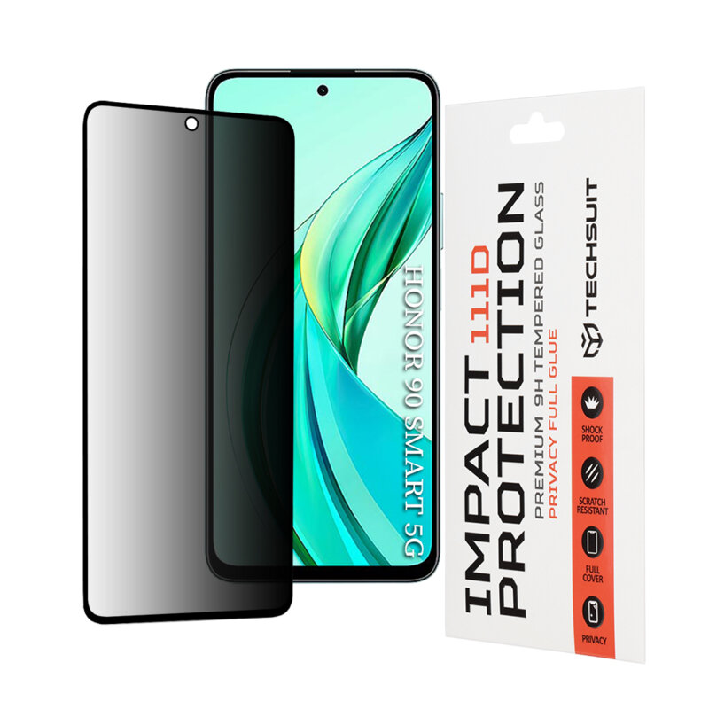 Folie sticla Honor 90 SMART Techsuit 111D Privacy Full Glue, negru