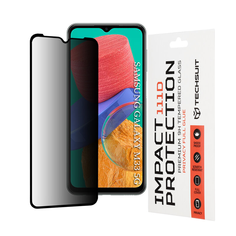 Folie sticla Samsung Galaxy M33 Techsuit 111D Privacy Full Glue, negru