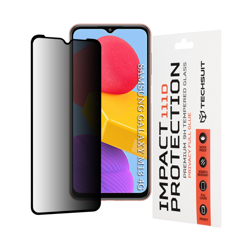 Folie sticla Samsung Galaxy M13 Techsuit 111D Privacy Full Glue, negru