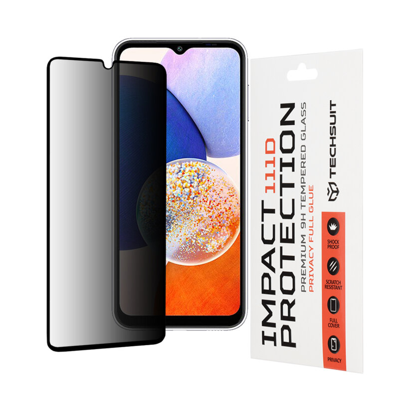 Folie sticla Samsung Galaxy A14 5G Techsuit 111D Privacy Full Glue, negru
