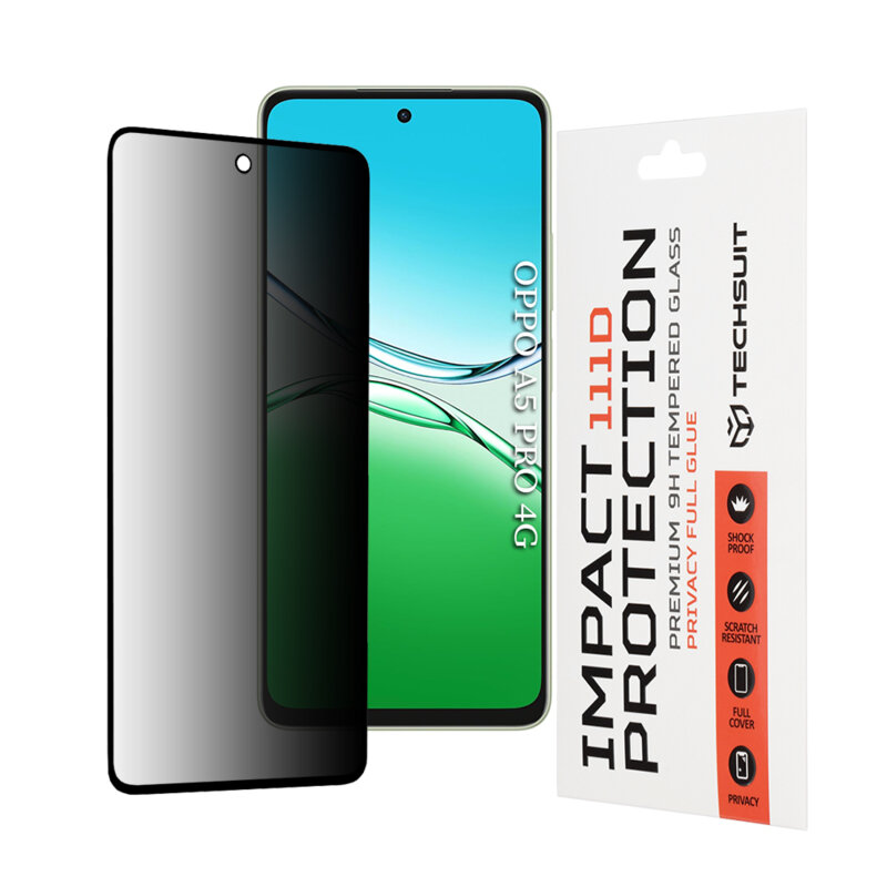 Folie sticla Oppo A5 Pro 4G Techsuit 111D Privacy Full Glue, negru