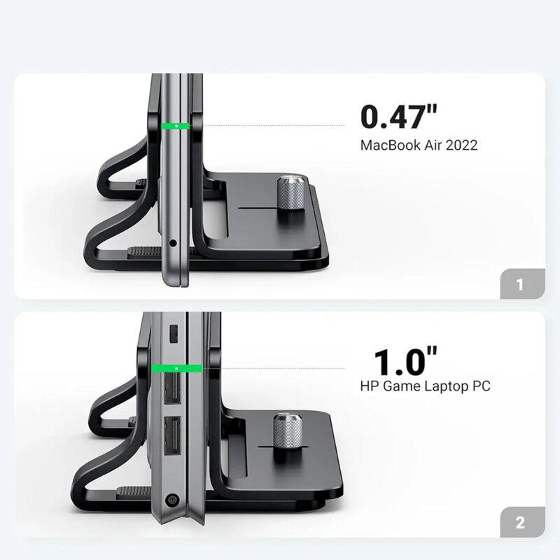 Suport laptop vertical pentru birou, reglabil Ugreen, negru, 25706