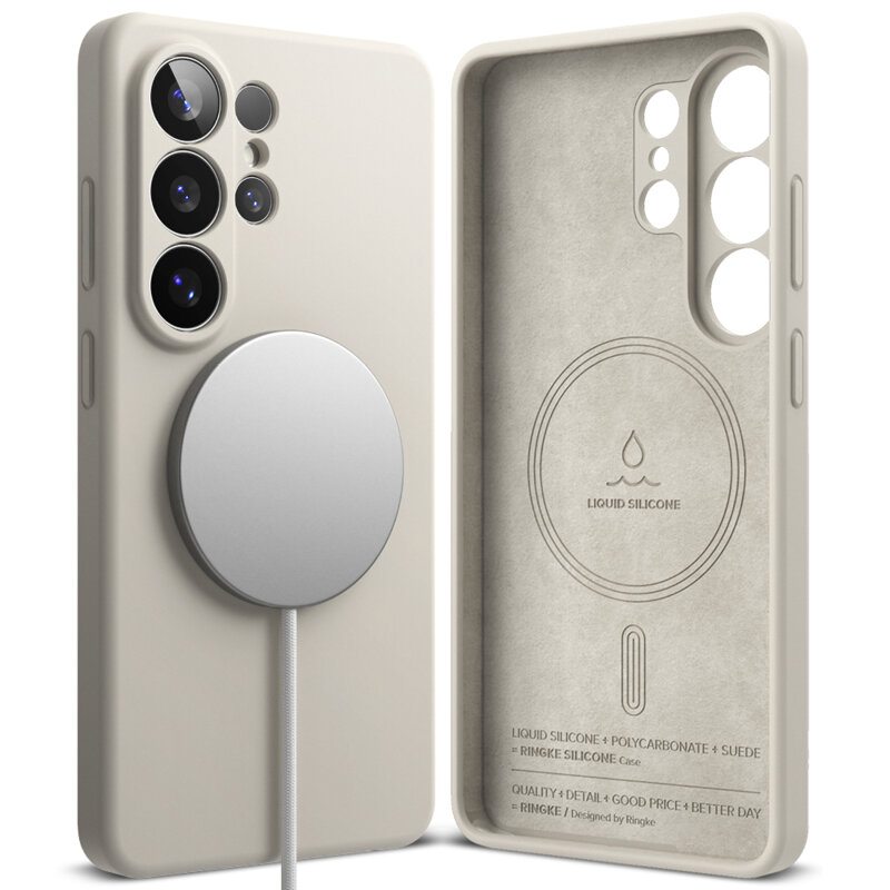 Husa Samsung Galaxy S26 Ultra Ringke Silicone MagSafe, crem