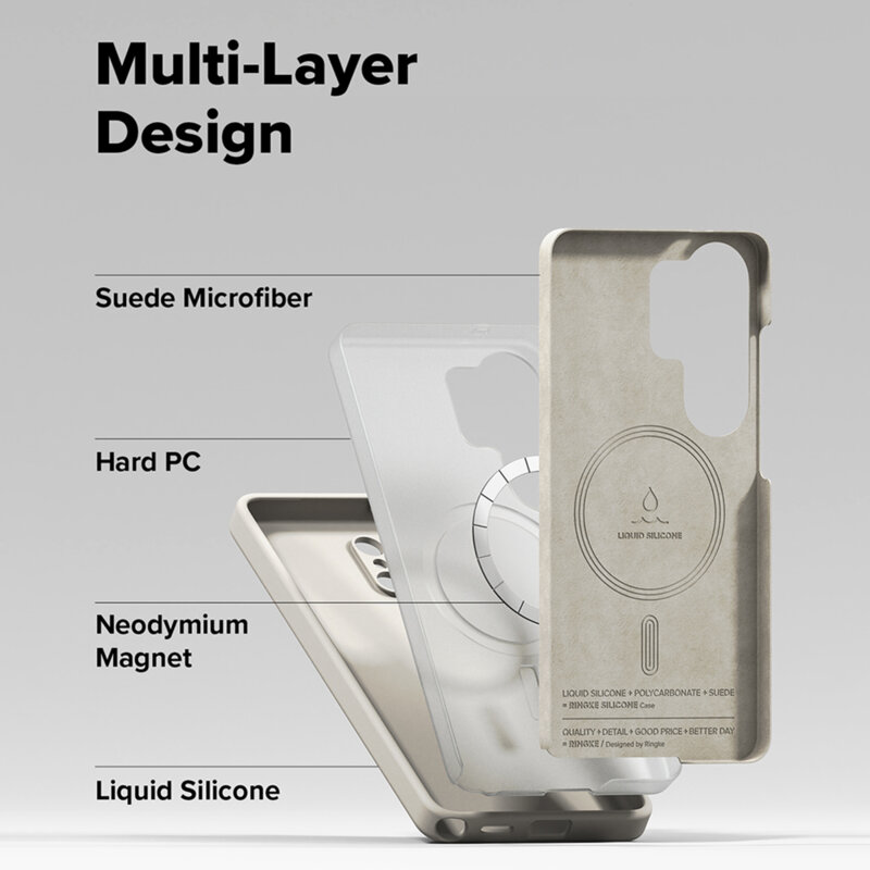 Husa Samsung Galaxy S26 Ultra Ringke Silicone MagSafe, crem