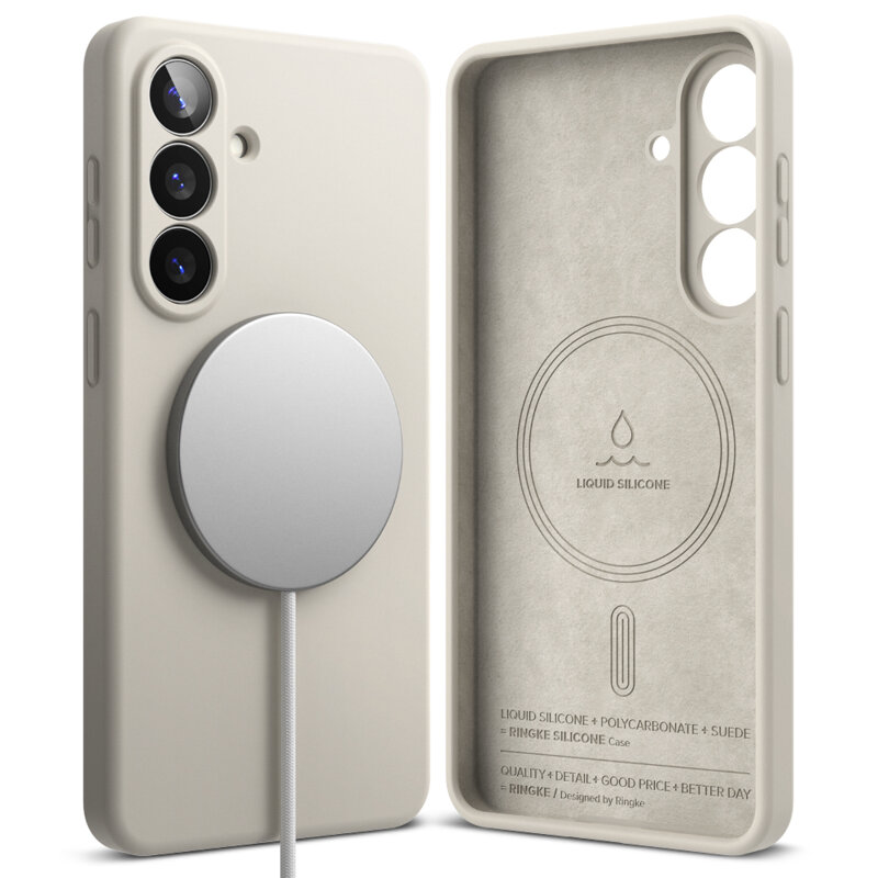 Husa Samsung Galaxy S26 Plus Ringke Silicone MagSafe, crem