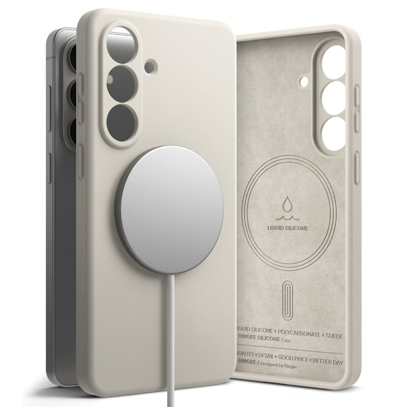 Husa Samsung Galaxy S26 Plus Ringke Silicone MagSafe, crem