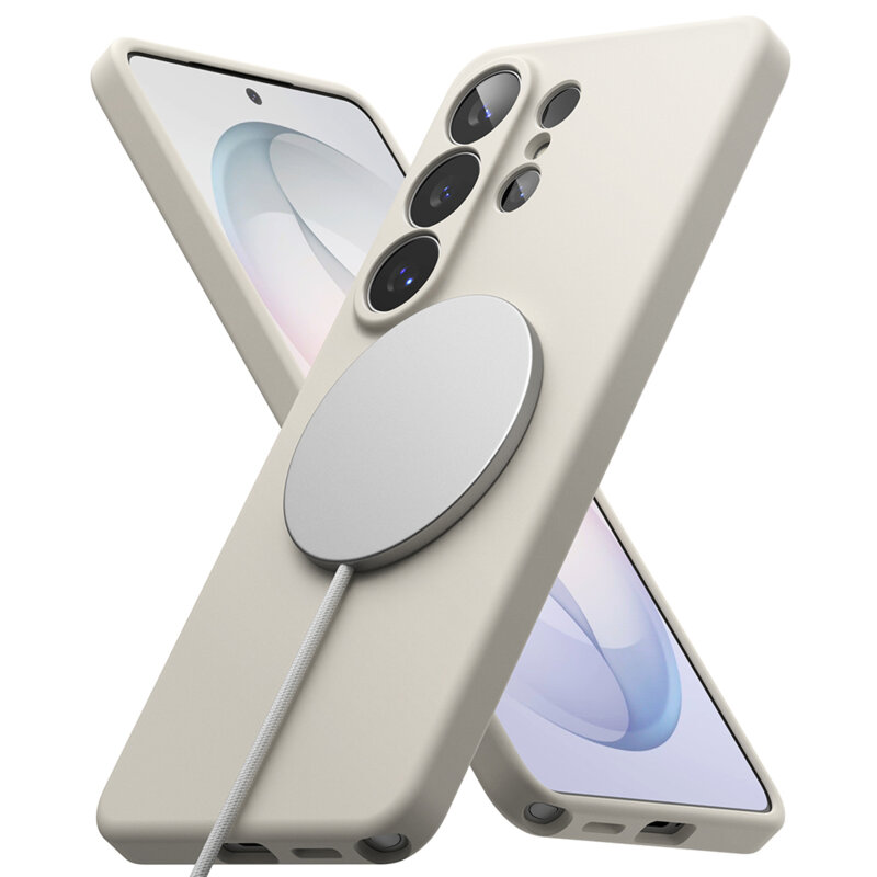 Husa Samsung Galaxy S26 Plus Ringke Silicone MagSafe, crem