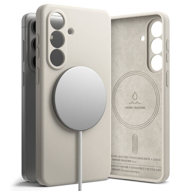 Husa Samsung Galaxy S26 Ringke Silicone MagSafe, crem