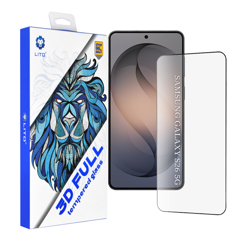 Folie sticla Samsung Galaxy S26 Lito 3D Full Cover, negru