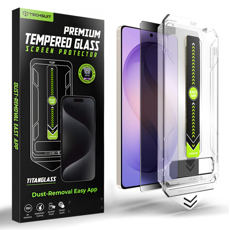 Folie Samsung Galaxy S26 Ultra, deblocare prin amprenta, Techsuit TitanGlass CrystalHD, privacy