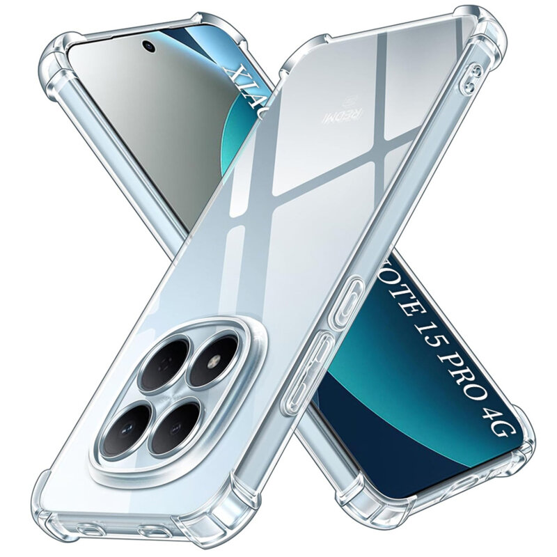 Husa Xiaomi Redmi Note 15 Pro 4G Techsuit Shockproof Clear Silicone, transparenta