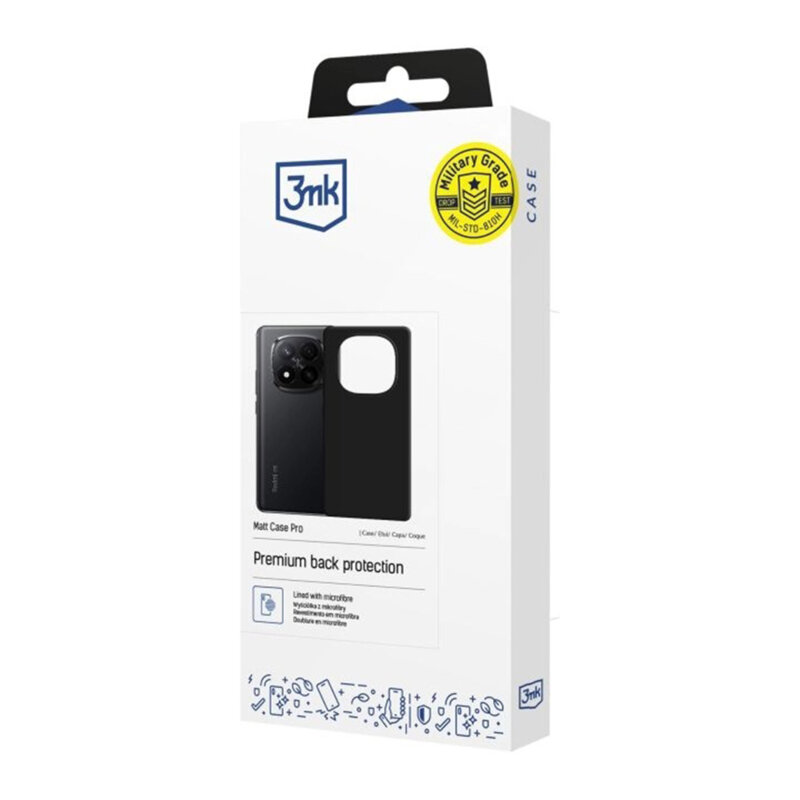 Husa Xiaomi Redmi Note 15 Pro+ 5G premium 3mk Matt Case Pro, negru