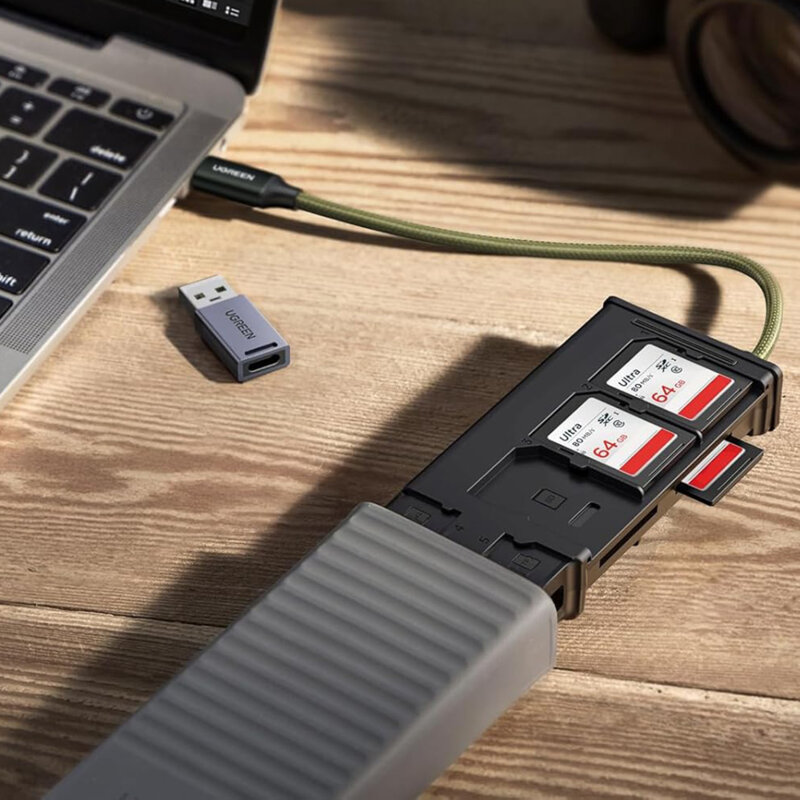 Cititor de carduri USB, Type-C la 2xSD, TF Ugreen, gri, 55899