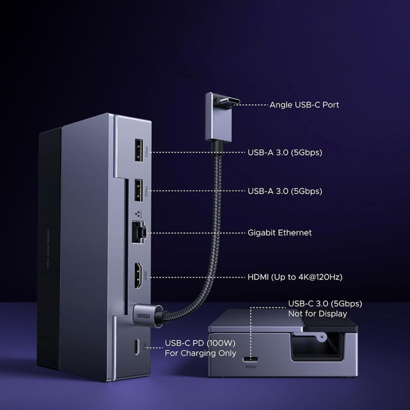 Docking Station HDMI, USB, Type-C, RJ45, PD100W Ugreen, 75126