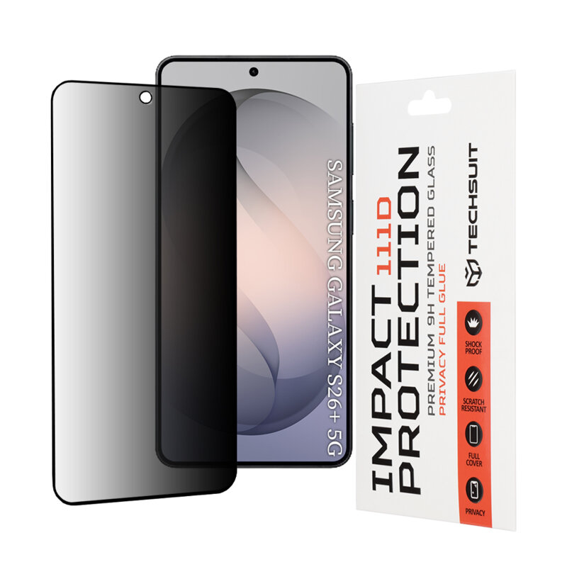 Folie sticla Samsung Galaxy S26 Plus Techsuit 111D Privacy Full Glue, negru