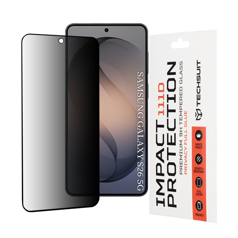 Folie sticla Samsung Galaxy S26 Techsuit 111D Privacy Full Glue, negru