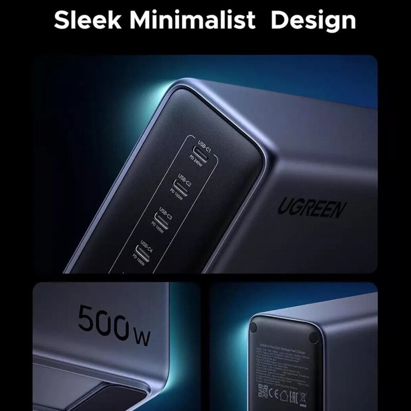 Statie incarcare GaN USB, 5x Type-C Ugreen, 500W, gri, X759